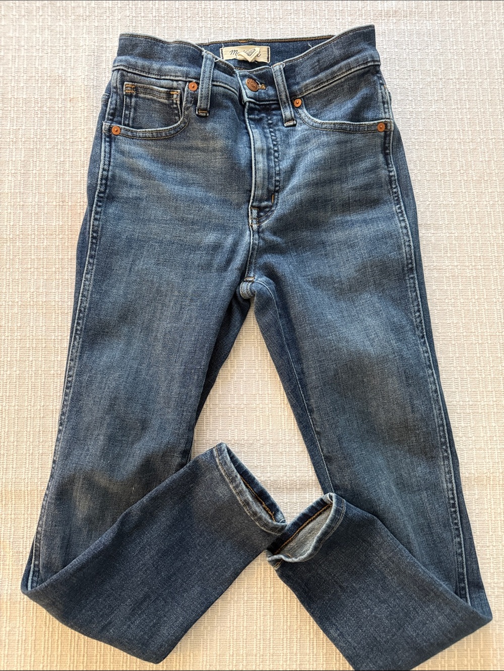 Madewell Dark Blue Denim Jeans with Brass Button